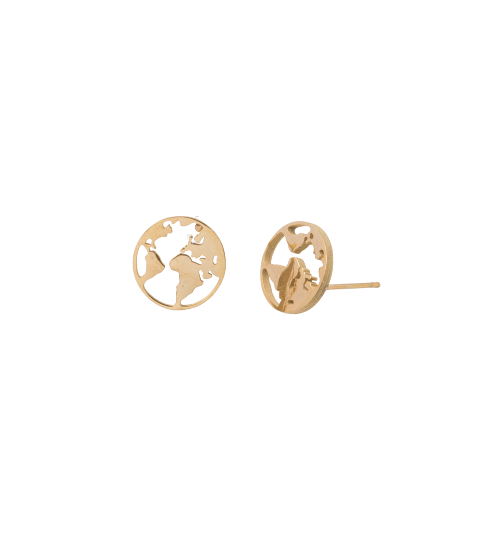 Gold World Stud Earrings