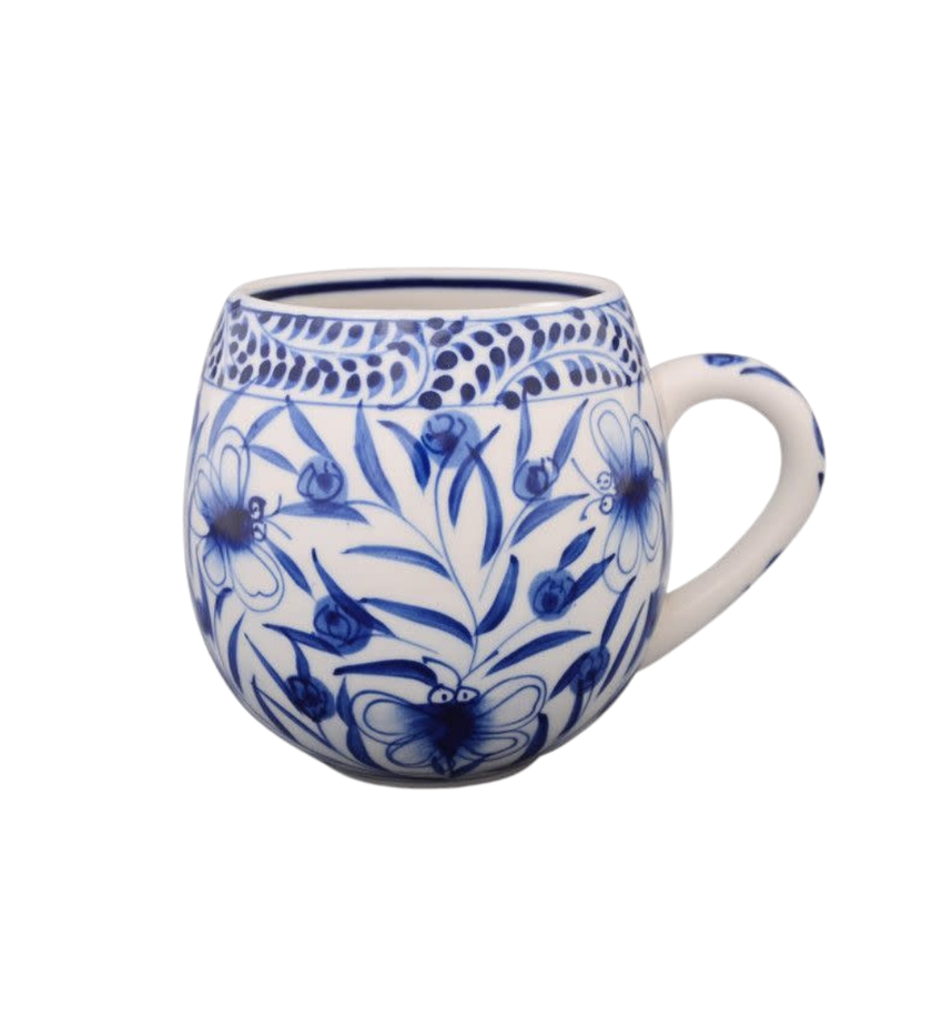Blue and Ivory Bat Trang Ceramic Mug