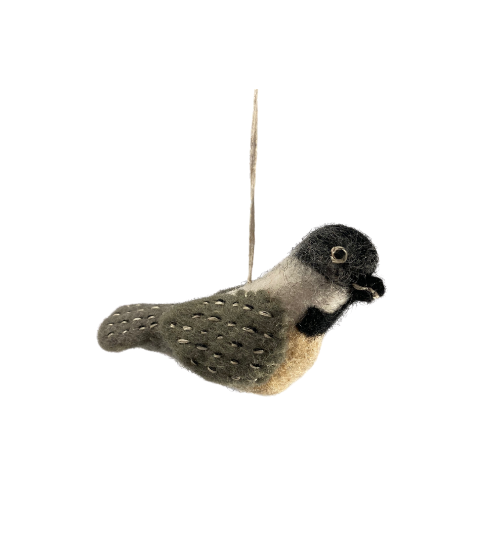 Felted Chickadee Ornament