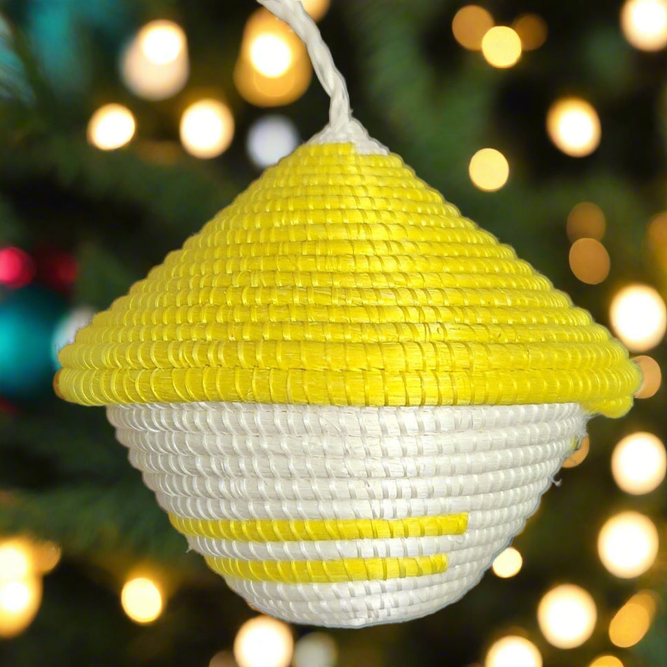Miniature Basket Ornament short Yellow