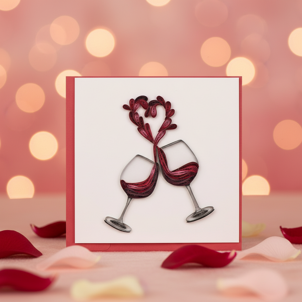 A Toast to Love Quilled Paper Card