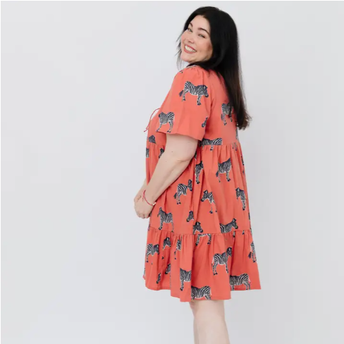 Adelaide Tiered Plus Size Mini Dress Zebra Bright Berry