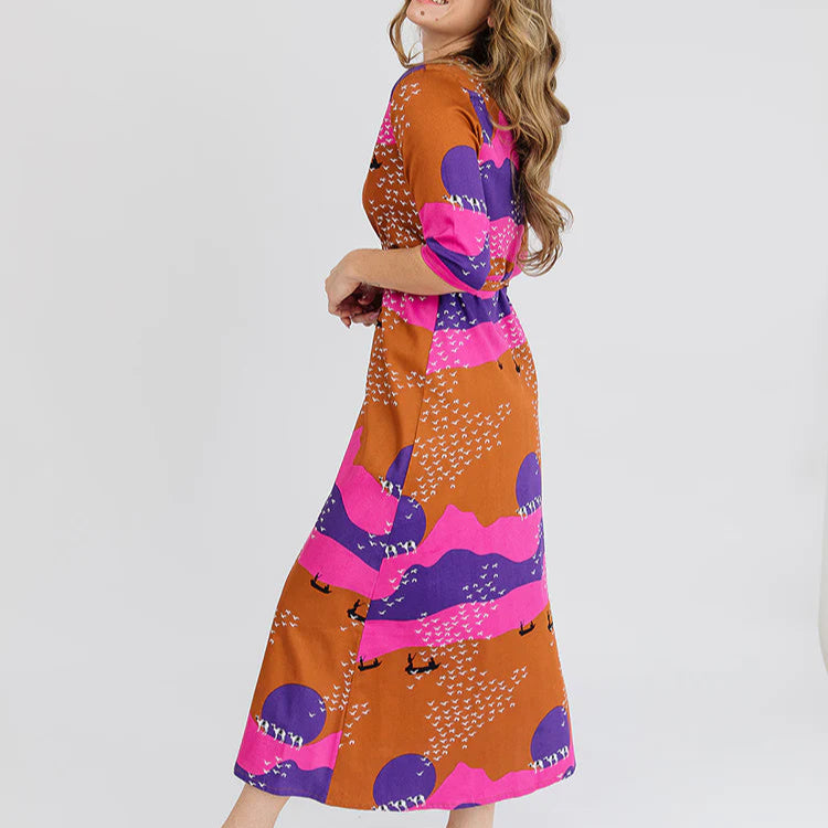 Aditi Wrap Dress Sunset Spice Plum