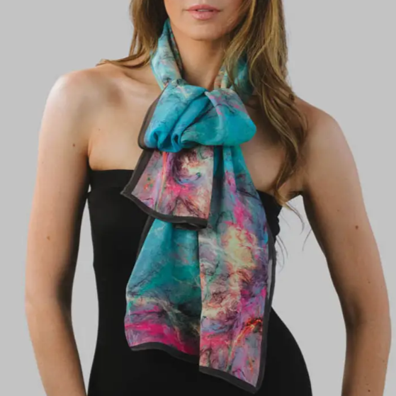 Cupro Scarf Aloka - Turquoise & Orchid
