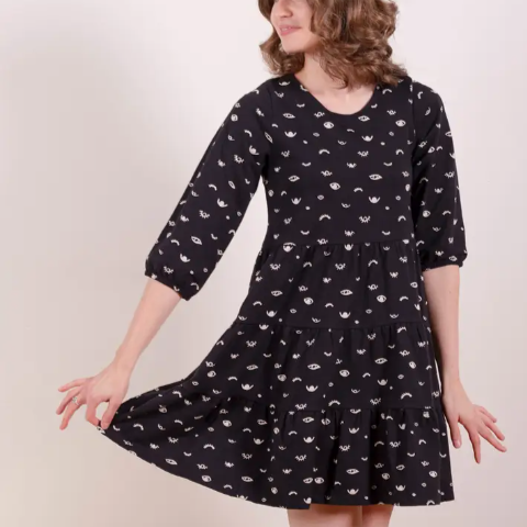 Bellini Long Sleeve Dress Onyx Eyes