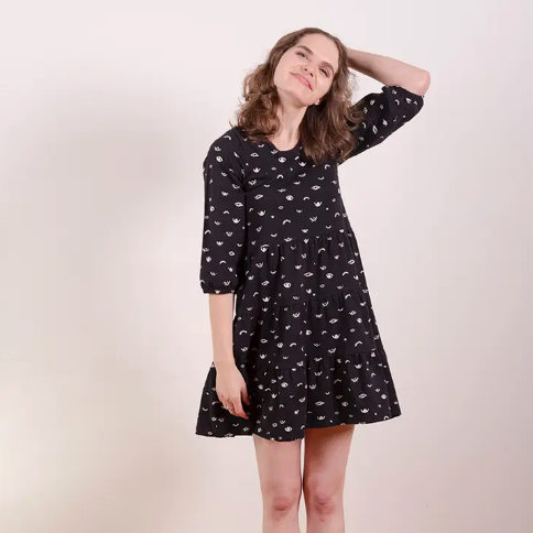 Bellini Long Sleeve Dress Onyx Eyes