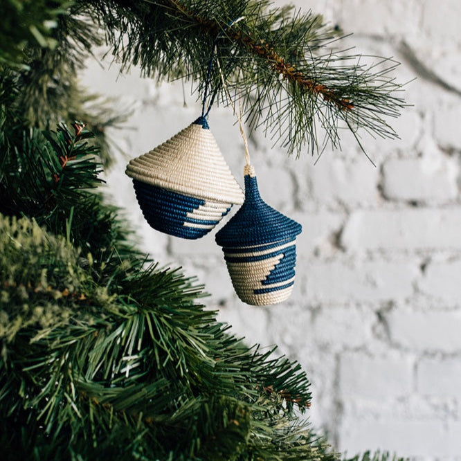 Miniature Basket Ornament tall Blue 3.5"x2"