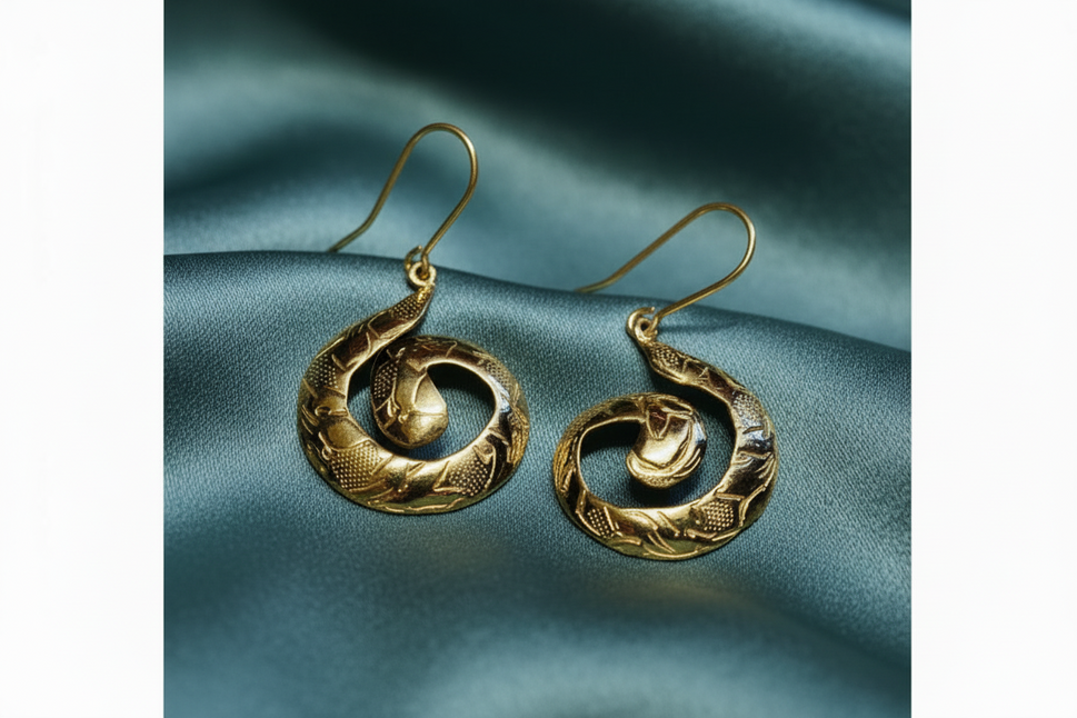 Brass Engraved Bombshell Earrings