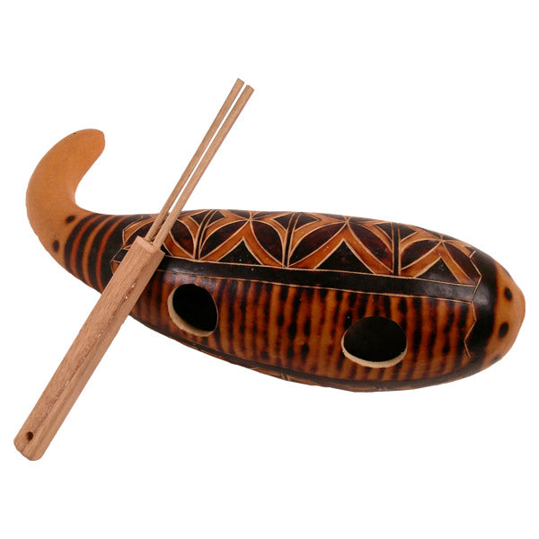 Carved Gourd Huiro with Scratcher