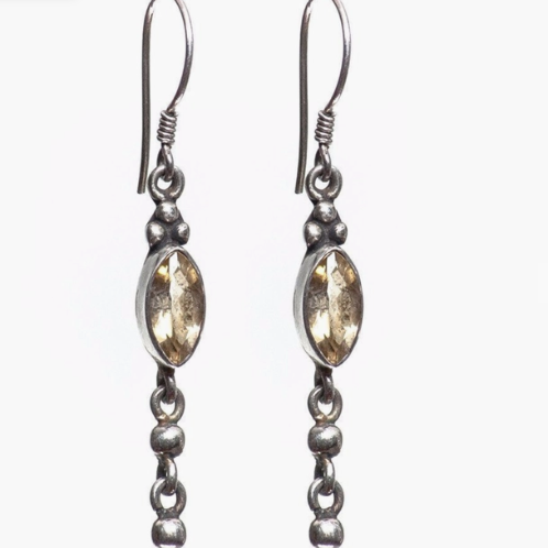 Cat's Eye Silver Earrings Yellow Tourmaline