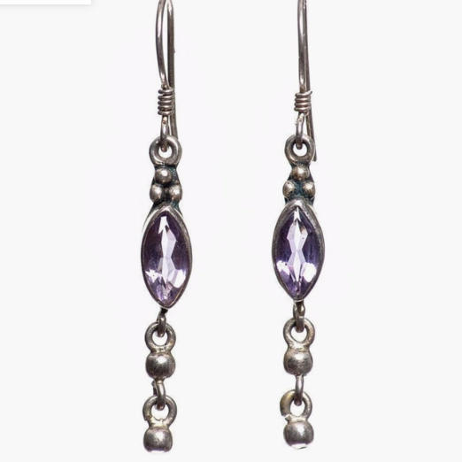 Cat's Eye Silver Earrings Amethyst