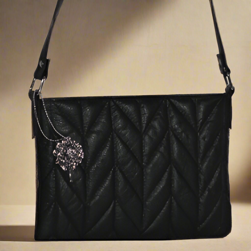 Elegant Chevron Cross Body Leather Bag