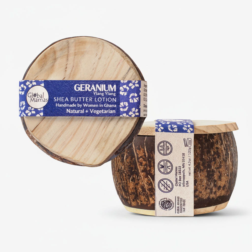 Coconut Shell Shea Butter Geranium Ylang Ylang