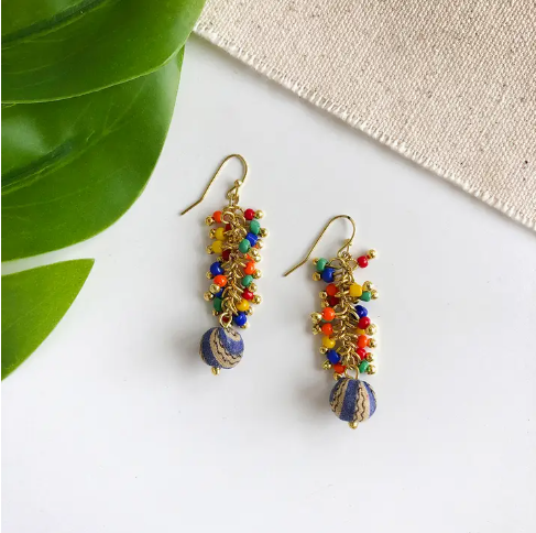 Confetti Kantha Cluster Earrings