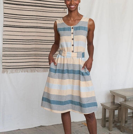 Cora Reversible Dress Sky Stripe