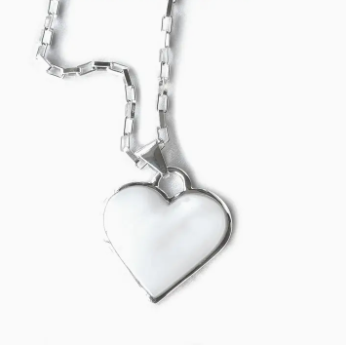 Handmade white heart necklace from Mexico