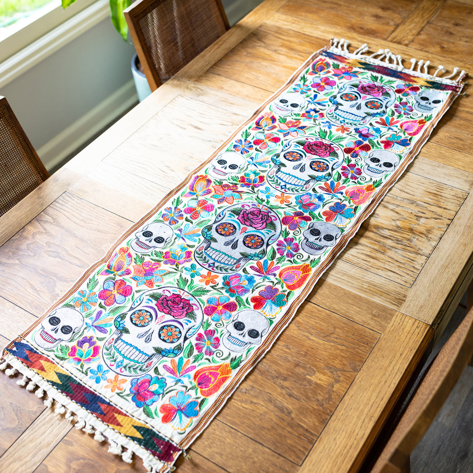 Sugar Skull Table Skeleton Day of Dead Runner
