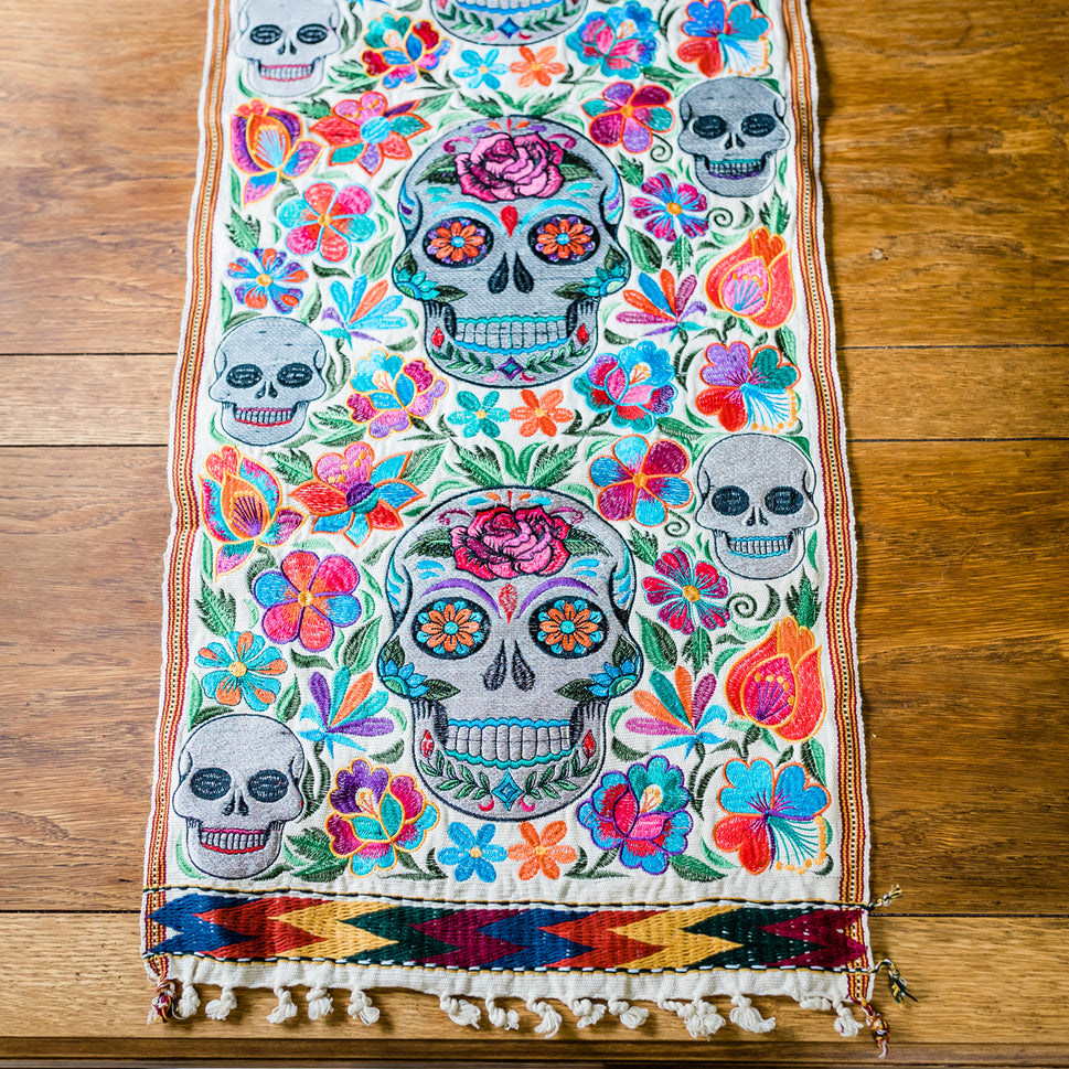 Sugar Skull Table Skeleton Day of Dead Runner