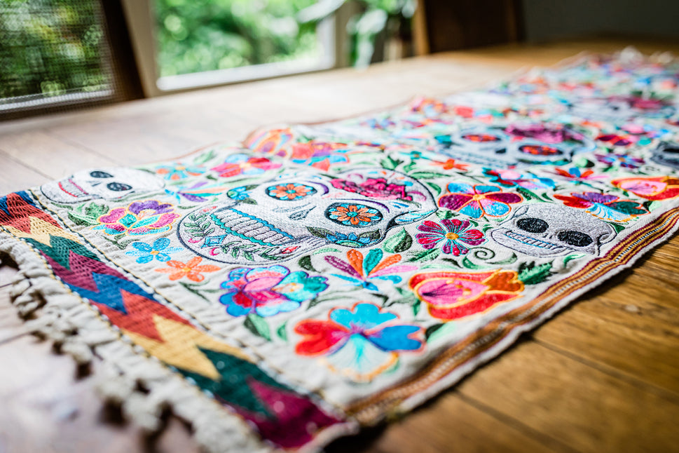 Sugar Skull Table Skeleton Day of Dead Runner