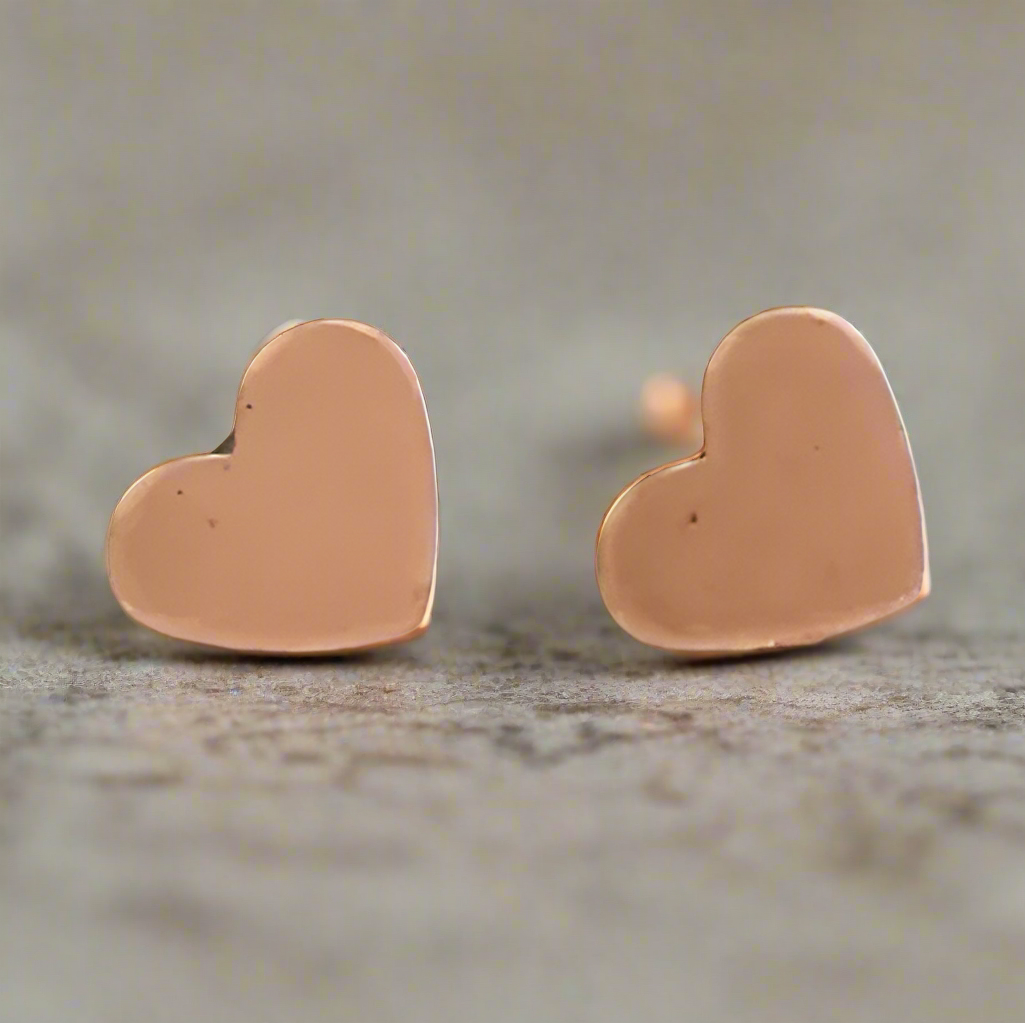 Copper Heart Studs