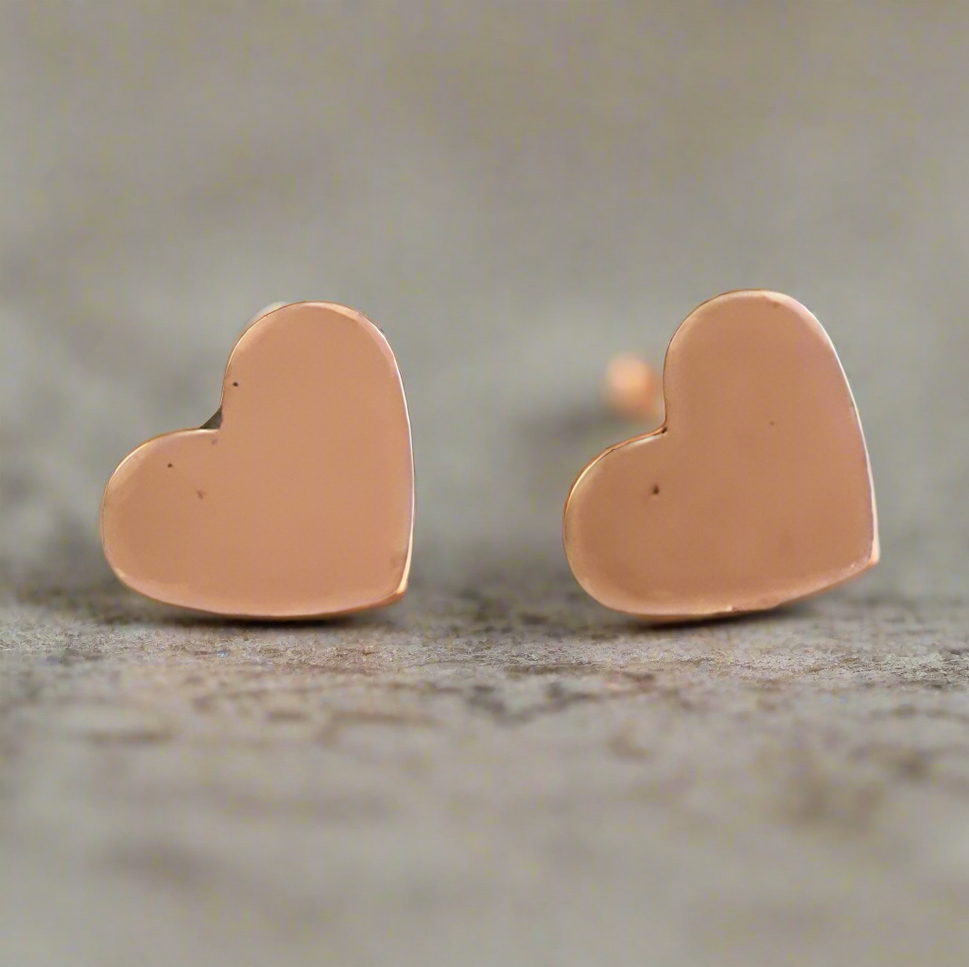 Copper Heart Studs