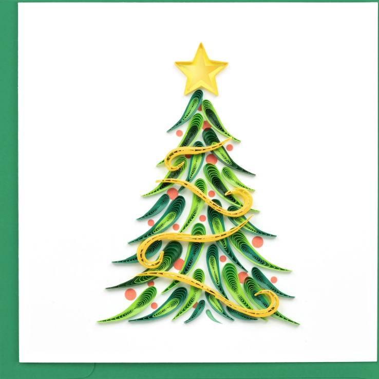 Gold Garland Christmas Tree Greeting Card