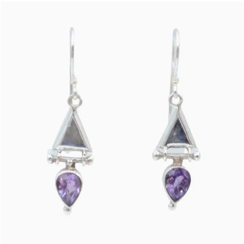 Graceful Silver Earrings - Amethyst