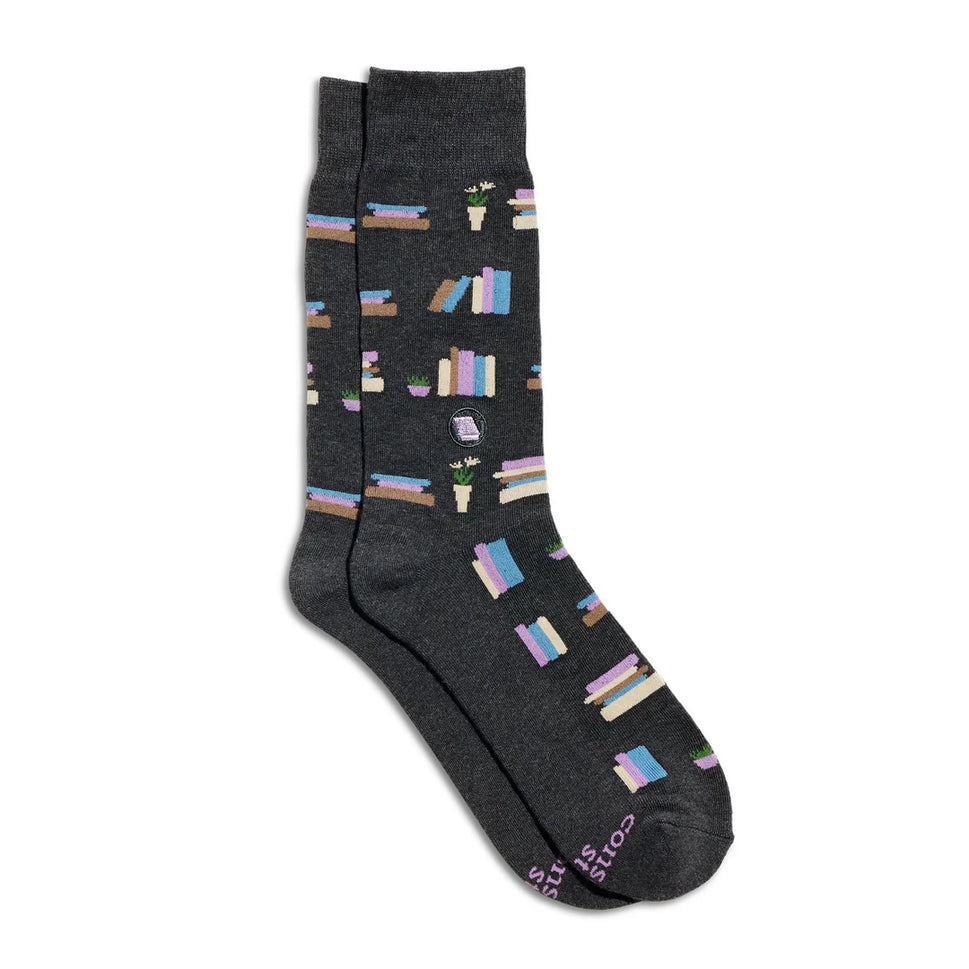 Socks That Give Books (Gray Bookshelves)