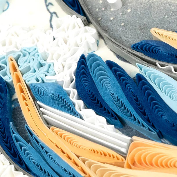 Hokusai's "The Great Wave Off Kanagawa" Quilled Paper Art Card