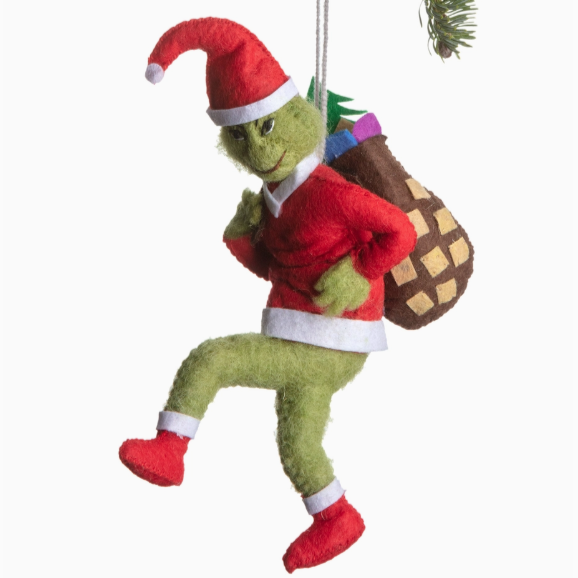 Grinch Santa Ornament