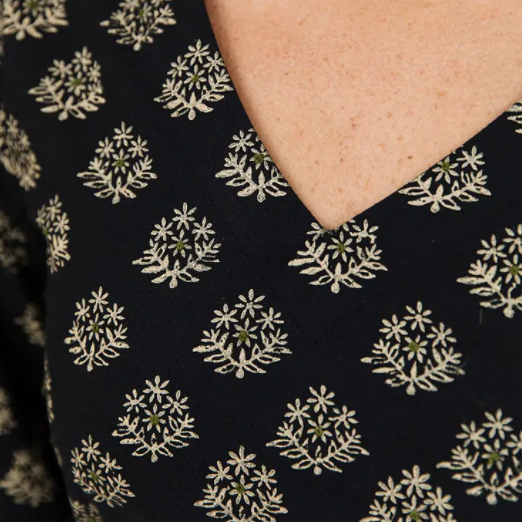 Lydia Floral Stamp Black Dress