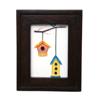 Dark Red Oak Etched Wood Gift Enclosure Frame