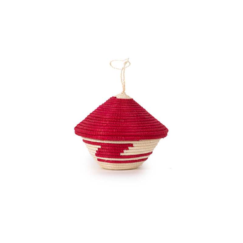 Miniature Basket Ornament short Red 3"x3"