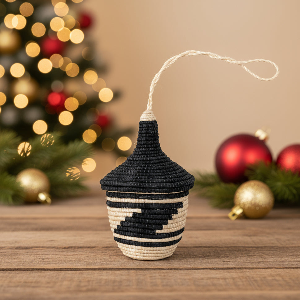 Miniature Basket Ornament tall Black