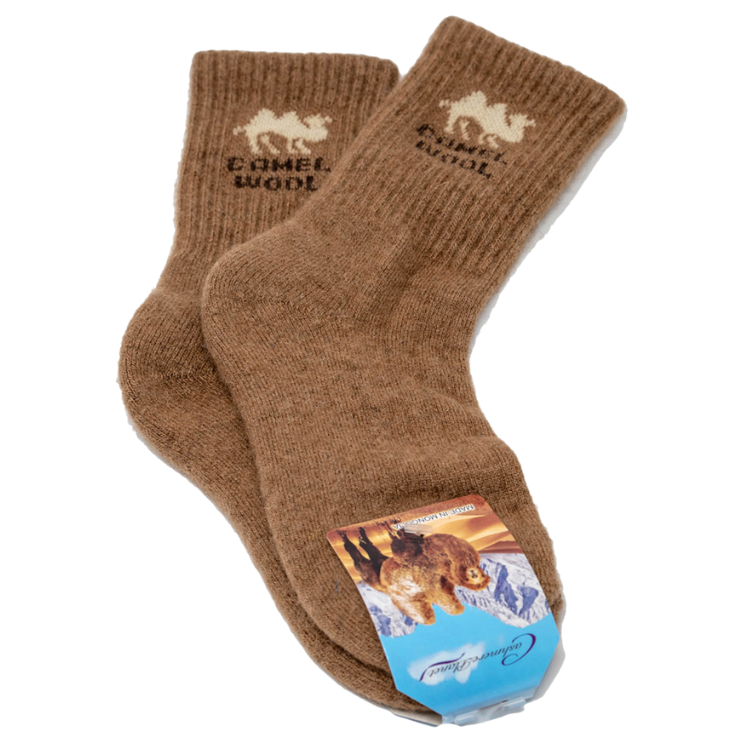 Mongolian Camel Wool Socks Brown