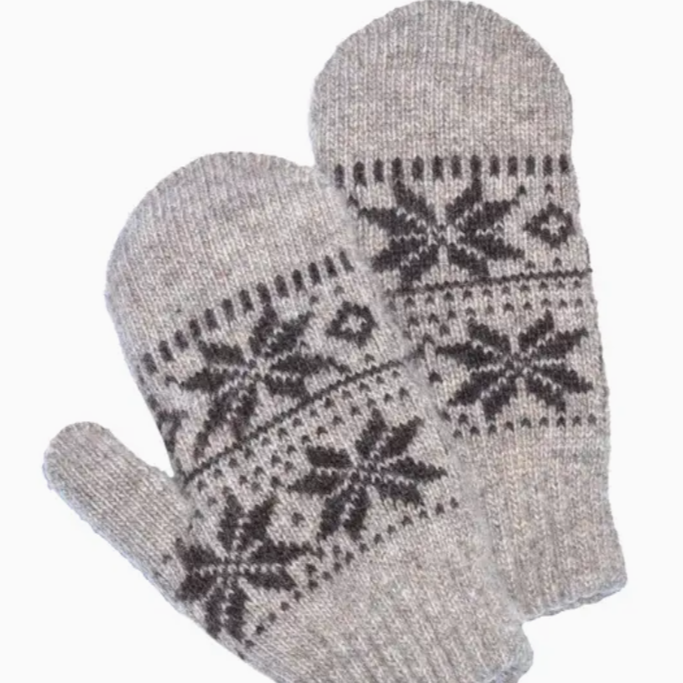 Mongolian Sheep's Wool Mittens - Kids - Oatmeal