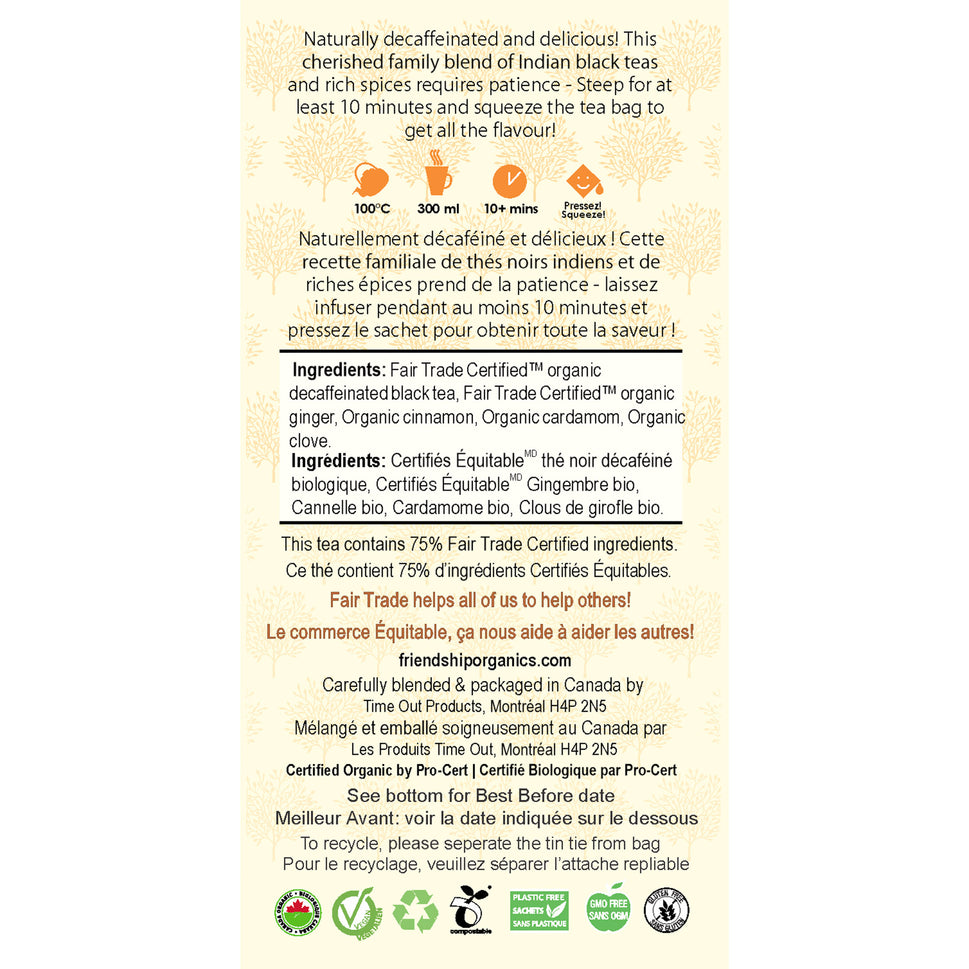 Organic Decaf Chai Friendship Tea Twinpack