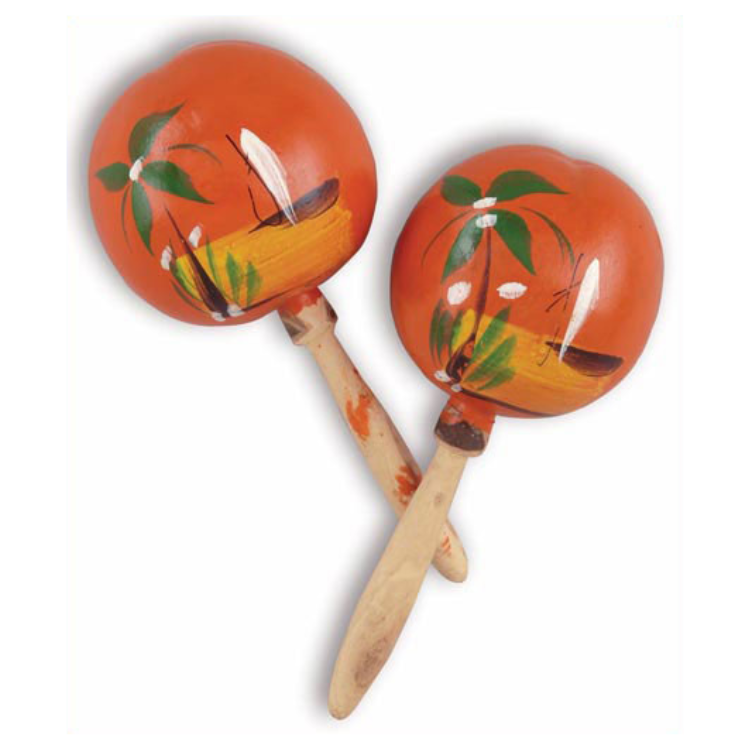 Pair of Gourd Traditional Painted Mexican Maracas