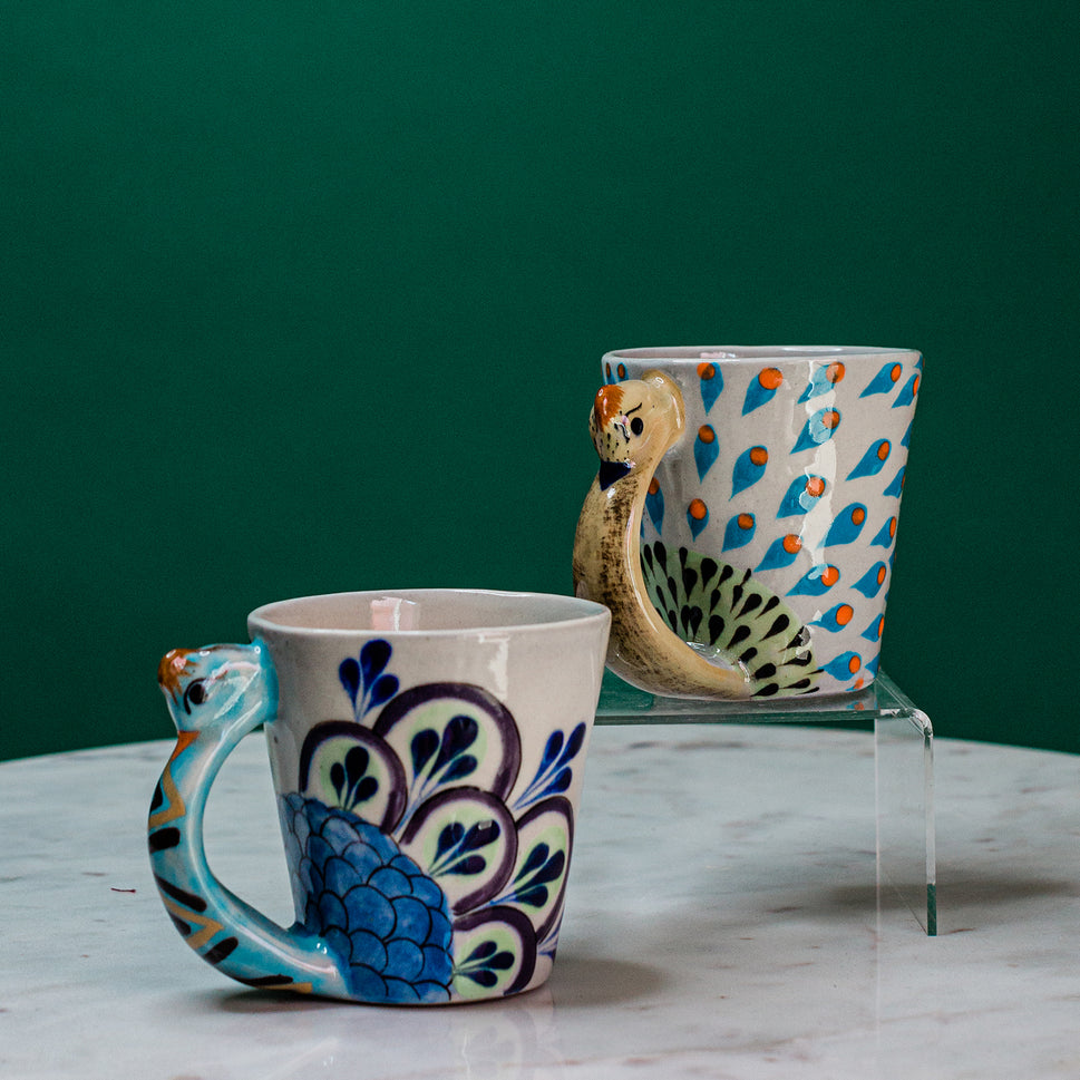 Hand-painted Peacock Mug