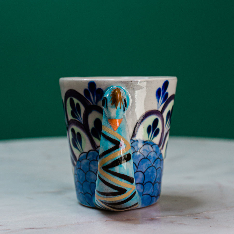 Hand-painted Peacock Mug