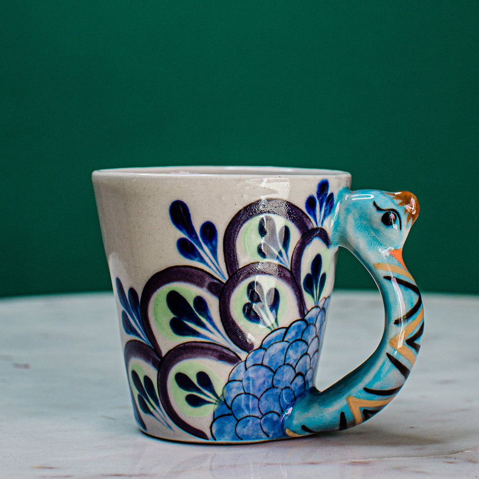 Hand-painted Peacock Mug