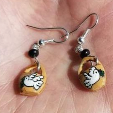 SALE Jaragua Carved Peace Basket Earrings