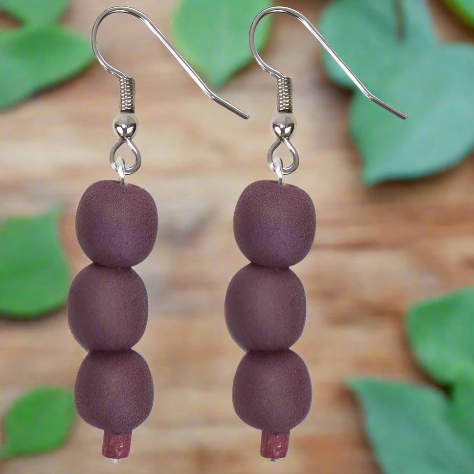 SALE Pearls Earrings Wine