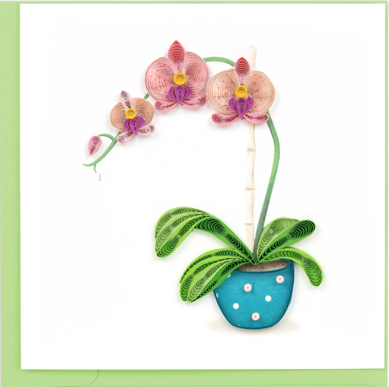 Potted Orchid Quilled Greeting Card