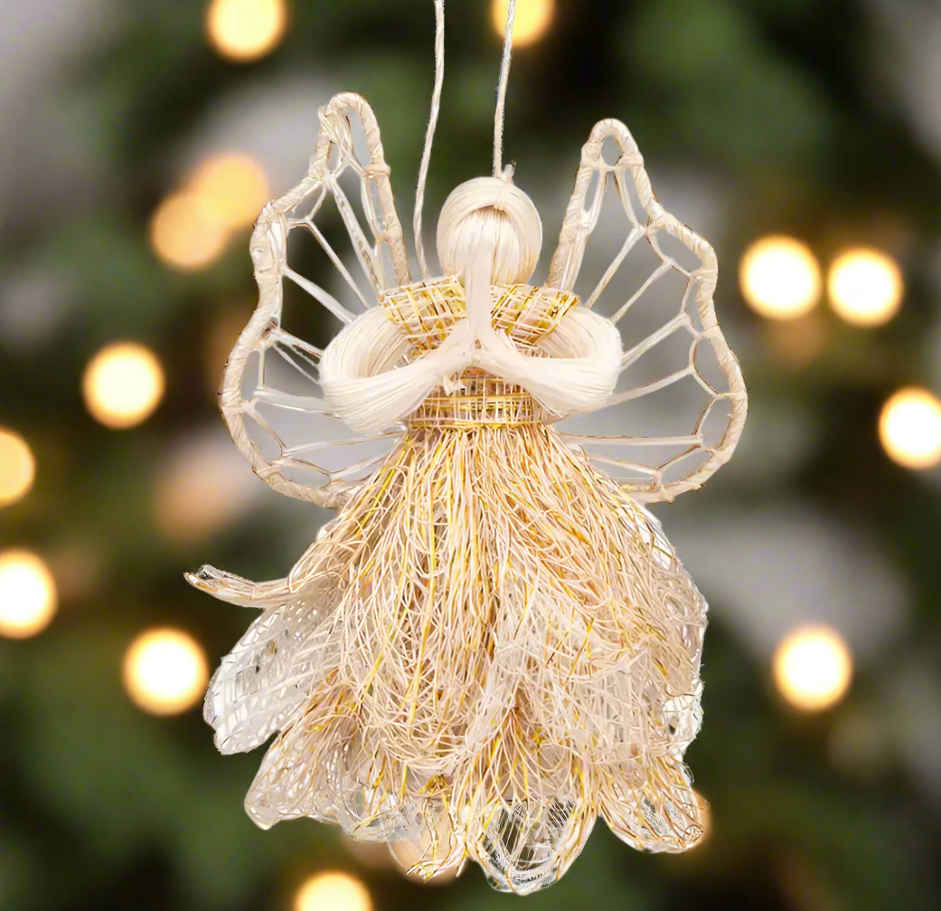 Praying Sinamay Angel Ornament