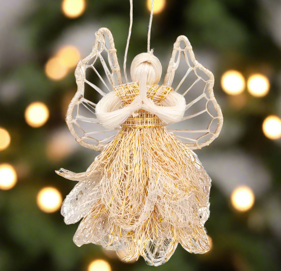 Praying Sinamay Angel Ornament