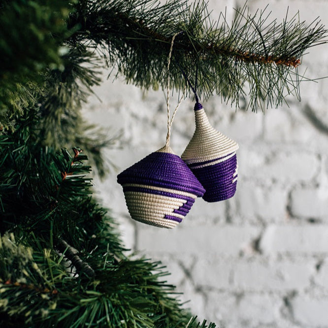 Miniature Basket Ornament short Purple 3"x3"