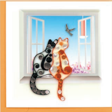 Quilled Two Cats Greeting Card