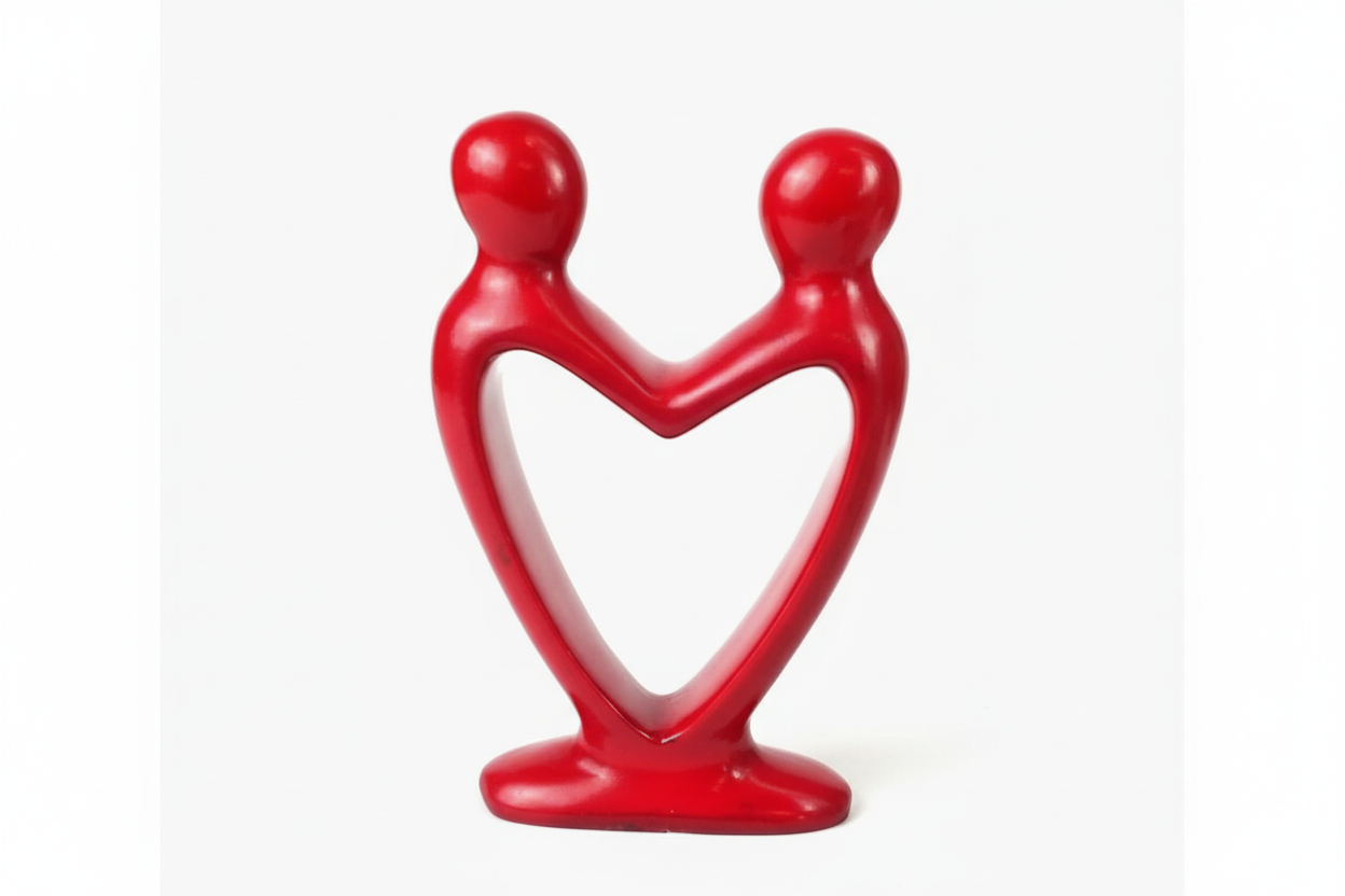 Lover's Heart Red Finish Stone Sculpture