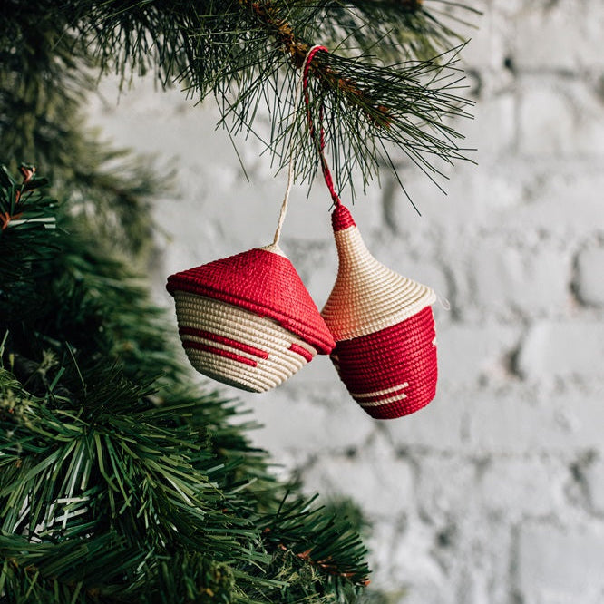 Miniature Basket Ornament tall Red